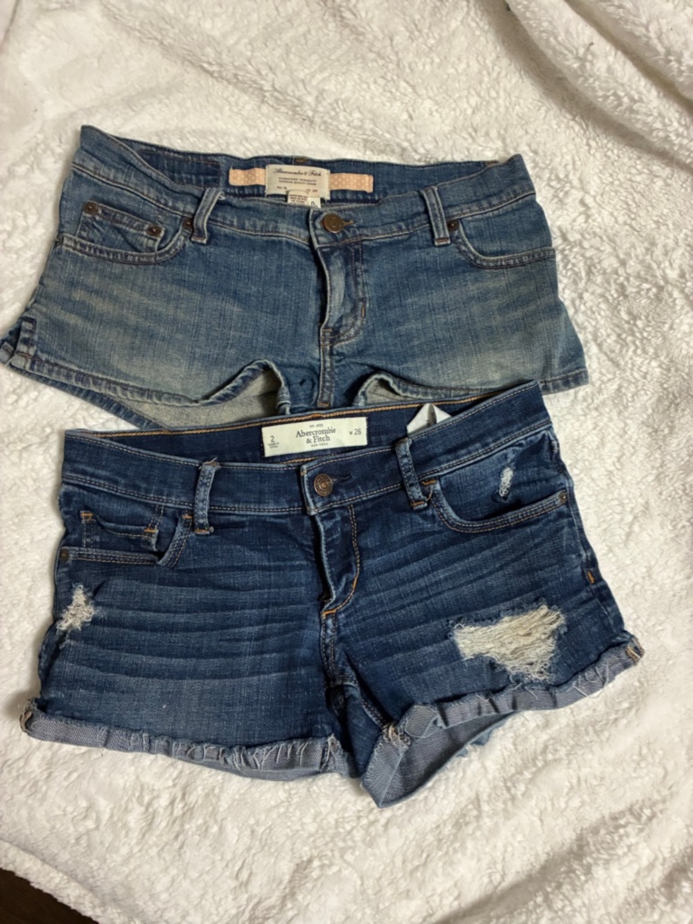 Abercrombie & Fitch Blue Distressed Denim Shorts Duo